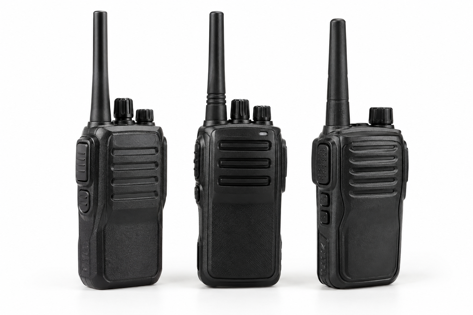 Imagen fotorrealista de radios portátiles, sin marca ni modelo